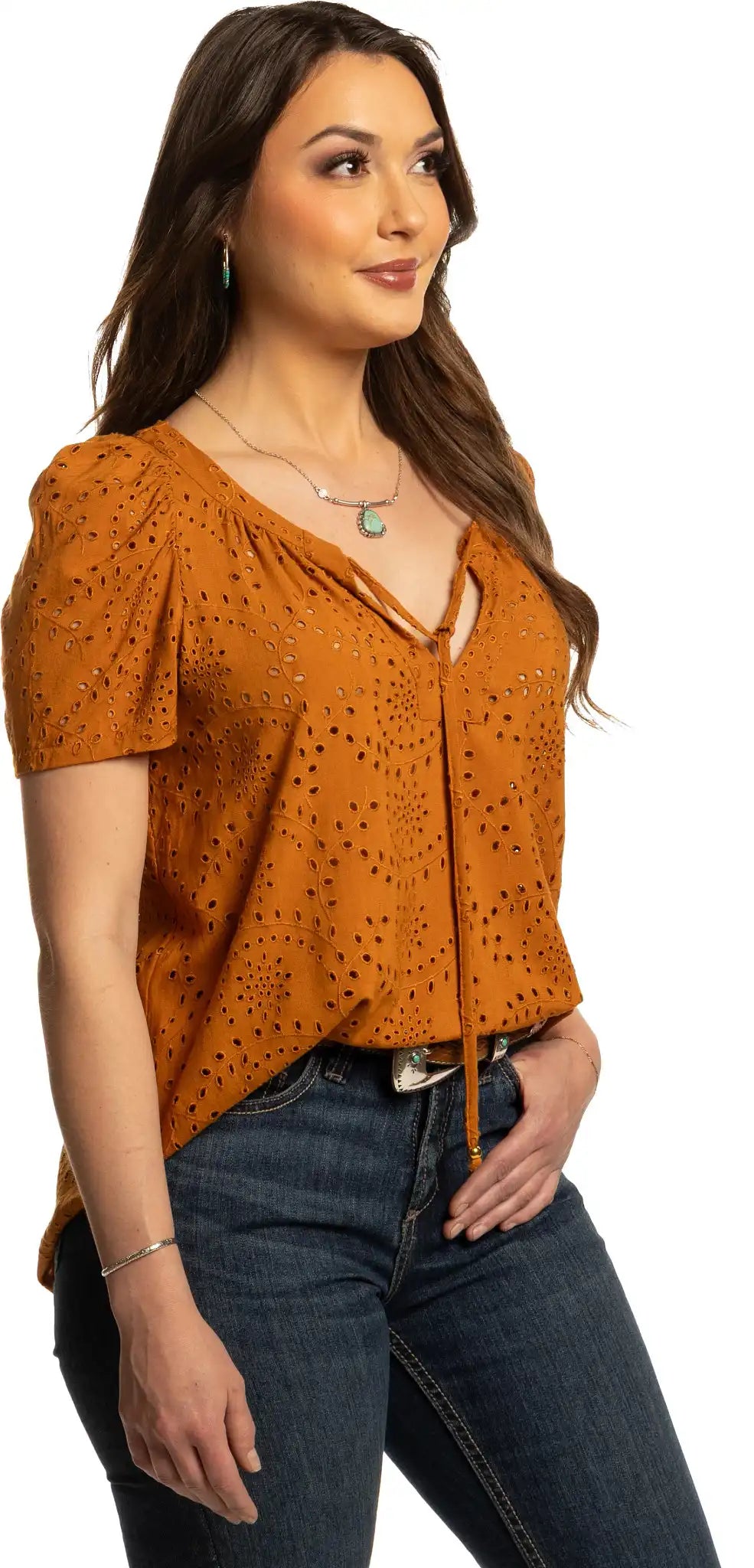 Justin Eyelet Peasant Top