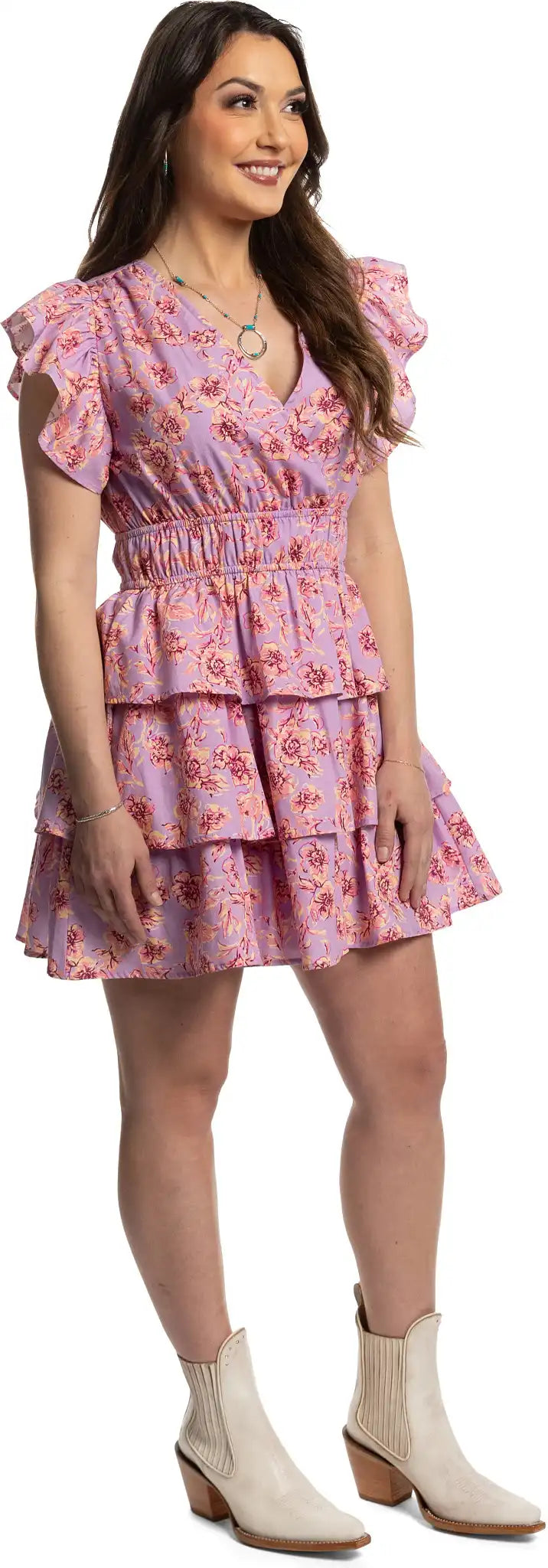 Justin Ruffle Short Dress